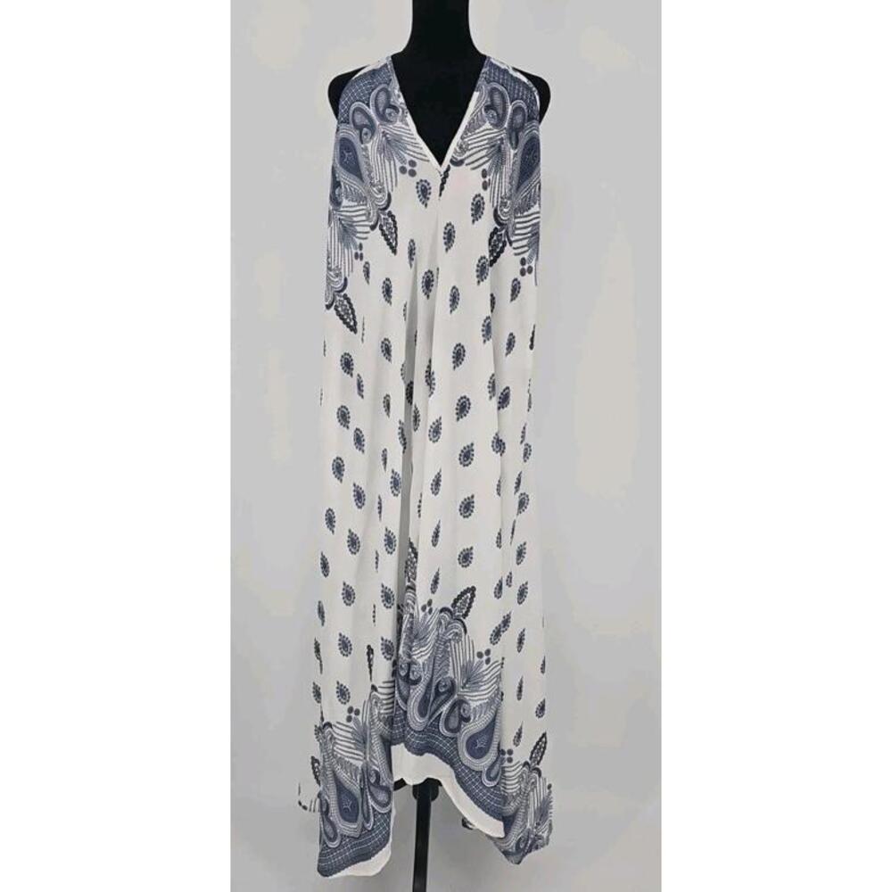 Kathmandu Imports Halter Dress One Size Blue White Nepal Boho Hippie Summer NWT
